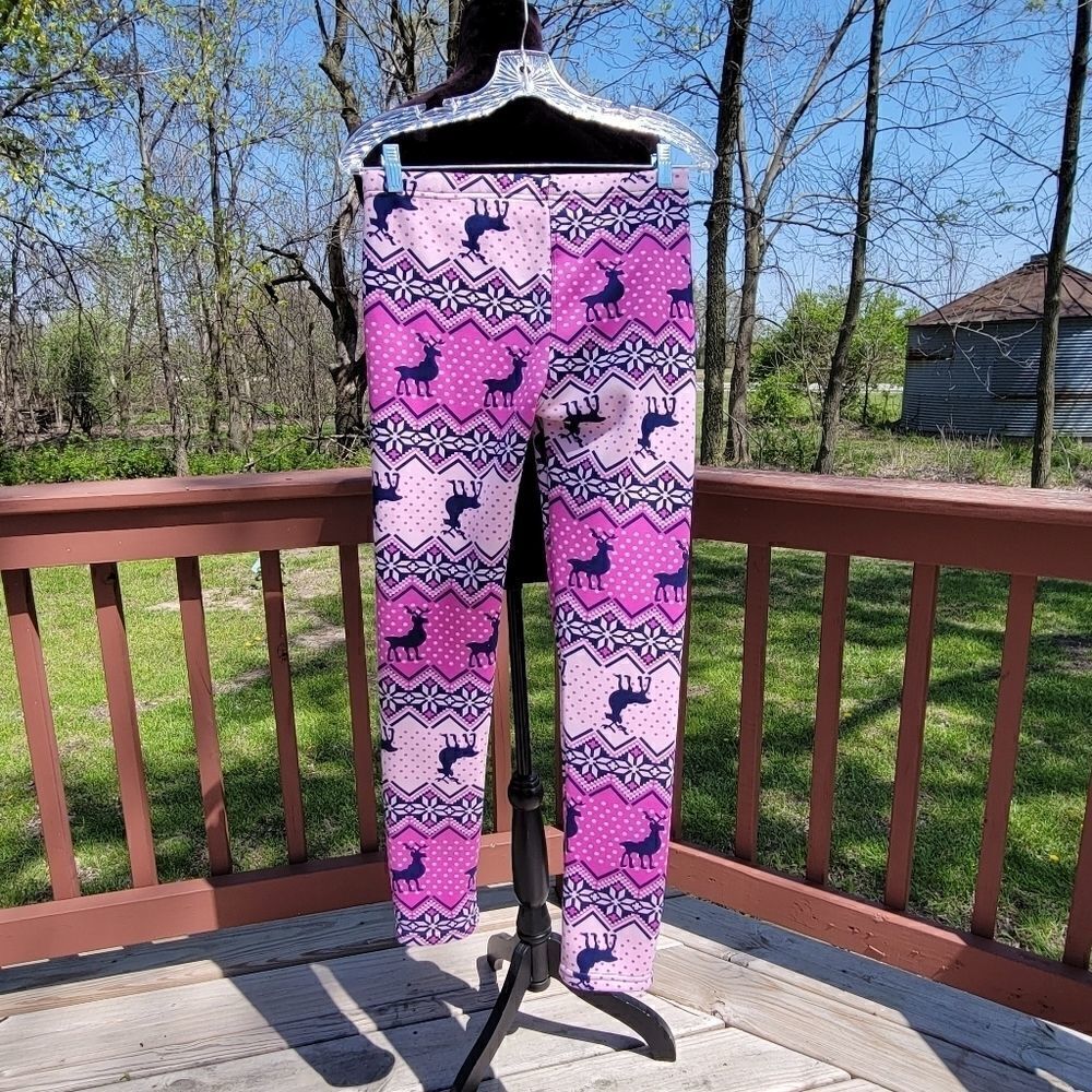 Cozy Soft Fleece Ladies Christmas Leggings, sz 0 to 12
